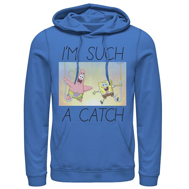 Men's Nickelodeon Spongebob SquarePants Such A Catch Fish Hook Graphic Hoodie, Size: 3XL, Med Blue
