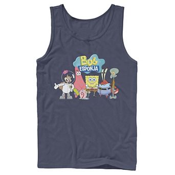 Men's Nickelodeon SpongeBob SquarePants Bob Esponja Happy Group Shot Graphic Tank Top