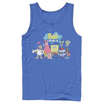 Men's Nickelodeon SpongeBob SquarePants Bob Esponja Happy Group Shot Graphic Tank Top