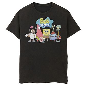 Men's Nickelodeon SpongeBob SquarePants Bob Esponja Happy Group Shot Graphic Tee