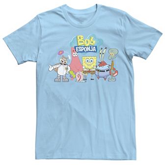 Men's Nickelodeon SpongeBob SquarePants Bob Esponja Happy Group Shot Graphic Tee