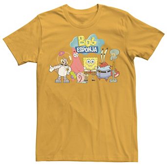 Men's Nickelodeon SpongeBob SquarePants Bob Esponja Happy Group Shot Graphic Tee