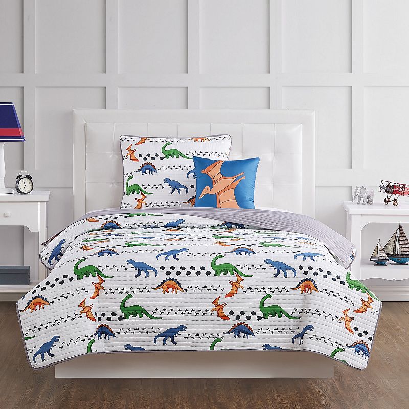 My World Kids Dino Tracks Quilt Set, Multicolor, Full