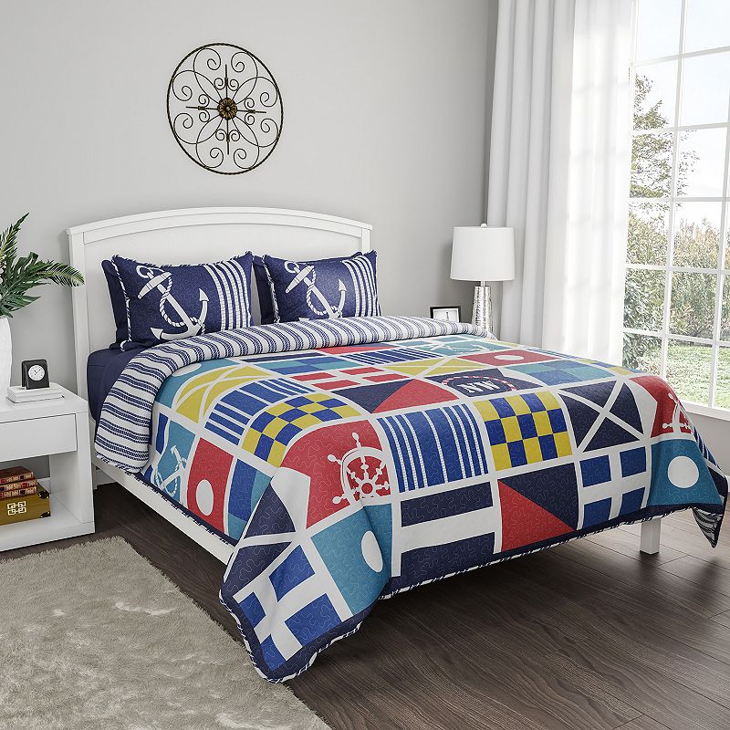 Portsmouth Home Nautical Bedspread Set, Multicolor, Full/Queen