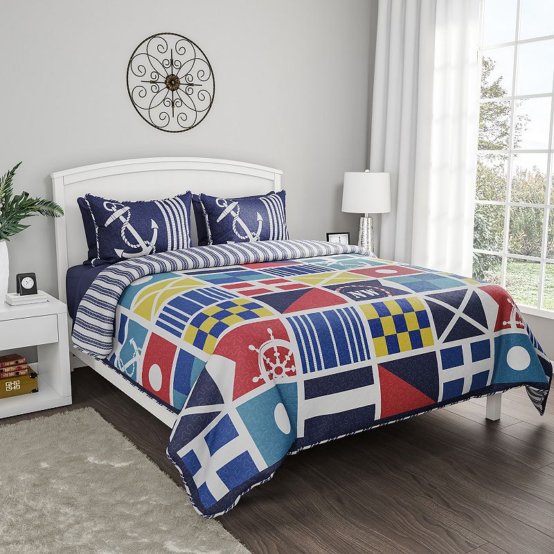 Portsmouth Home Nautical Bedspread Set, Multicolor, Twin