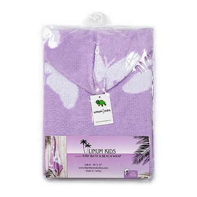 Linum Home Textiles Kids Butterfly Turkish Aegean Cotton Hooded Easy Bath & Beach Wrap