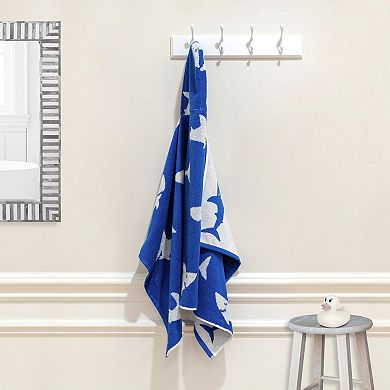 Linum Home Textiles Kids Shark Turkish Aegean Cotton Hooded Easy Bath & Beach Wrap