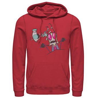 Men's Nickelodeon Invader Zim Gir Pulling Zim's Antennas Portrait Graphic Hoodie