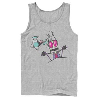 Men's Nickelodeon Invader Zim Gir Pulling Zim's Antennas Portrait Graphic Graphic Tank Top