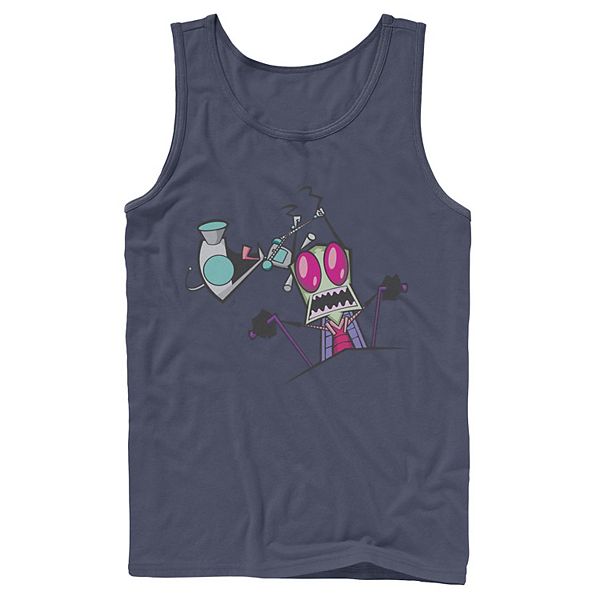 Mens Nickelodeon Invader Zim Gir Pulling Zims Antennas Portrait Graphic Graphic Tank Top 8897