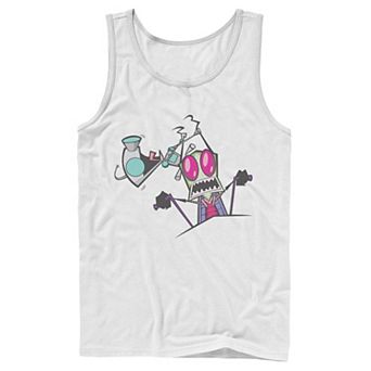 Men's Nickelodeon Invader Zim Gir Pulling Zim's Antennas Portrait Graphic Graphic Tank Top