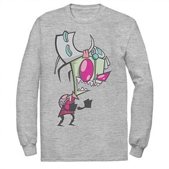 Men's Nickelodeon Invader Zim Menacing Laugh Tired Gir Portrait Long Sleeve Graphic Tee
