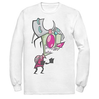 Men's Nickelodeon Invader Zim Menacing Laugh Tired Gir Portrait Long Sleeve Graphic Tee