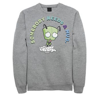 Men's Nickelodeon Invader Zim Gir Somebody Needs A Hug Sad Portait Graphic Fleece Pullover