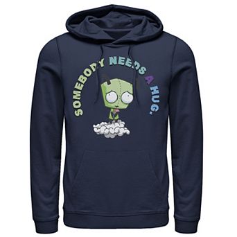 Men's Nickelodeon Invader Zim Gir Somebody Needs A Hug Sad Portait Graphic Hoodie
