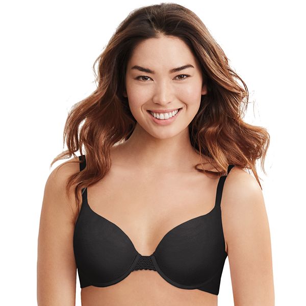Hanes HU33 Ultimate No Show Support Underwire Bra (Porcelain Lace 34D)