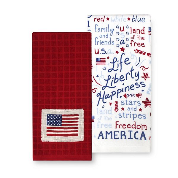 Celebrate Americana Together Flag Patch Kitchen Towel 2 Pk