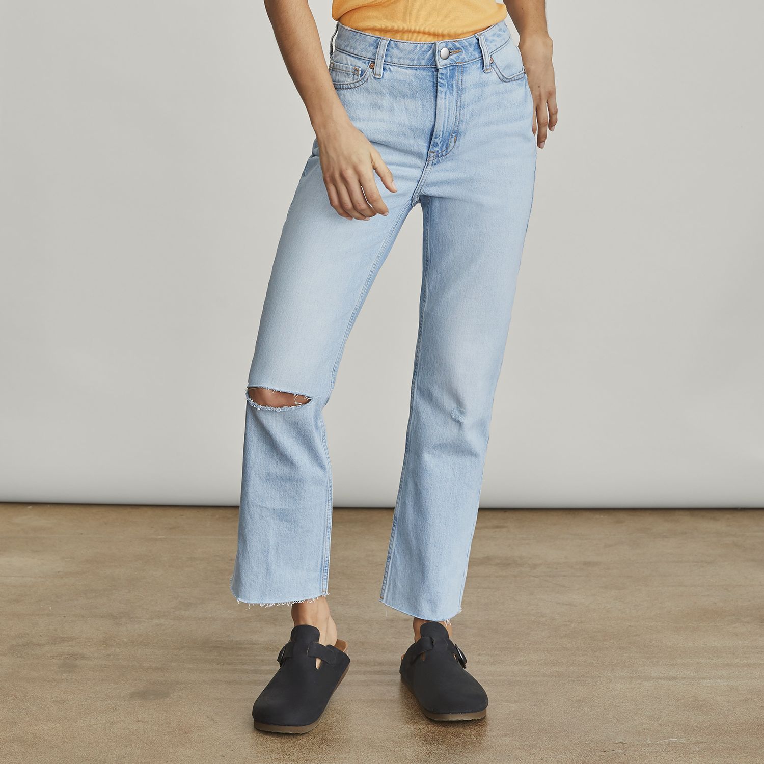 high waisted raw denim