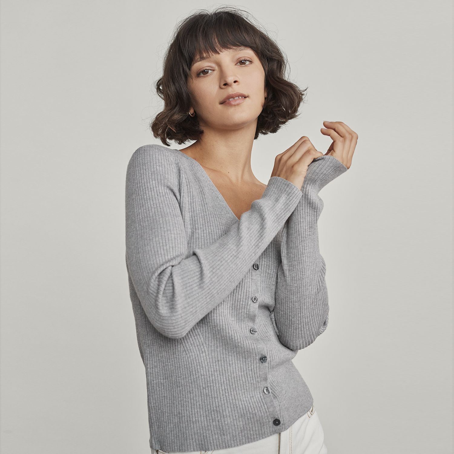 ribbed button front cardigan