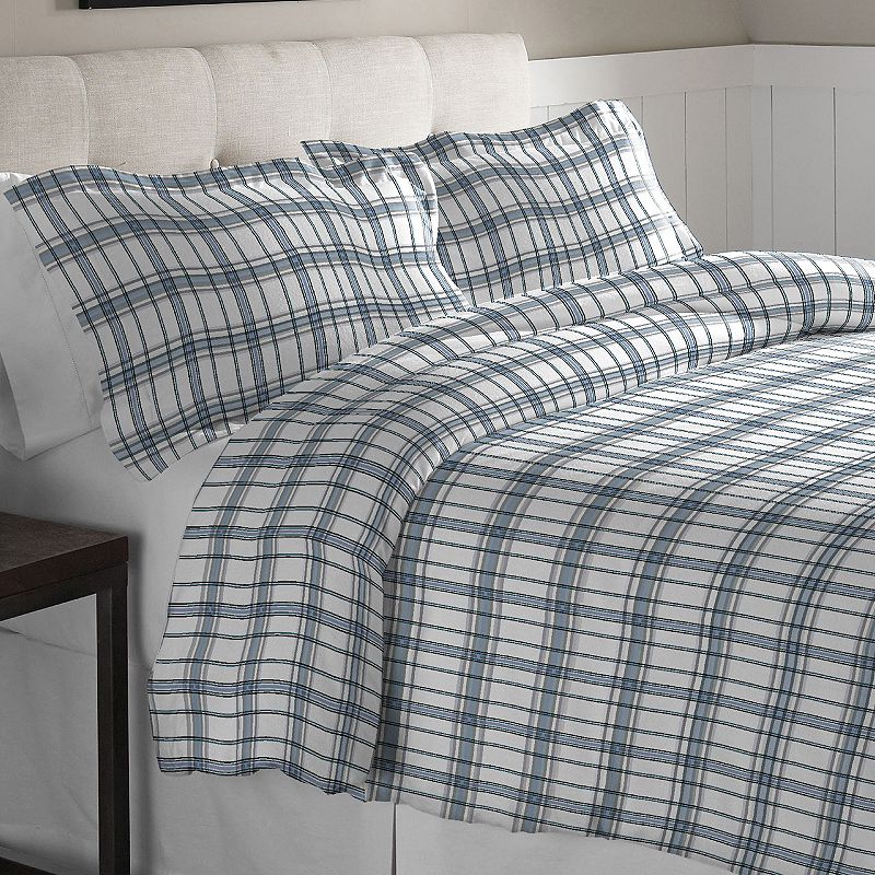 Pointehaven Heavy-Weight Flannel Duvet Cover Set, Blue, Twin