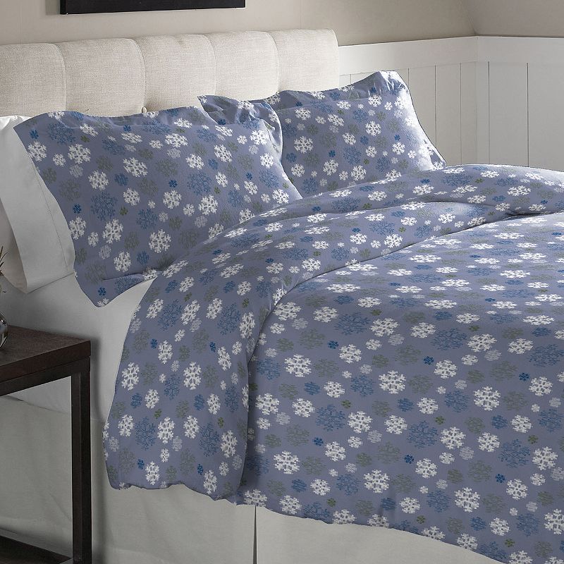 Pointehaven Heavy-Weight Flannel Duvet Cover Set, Light Blue, Full/Queen