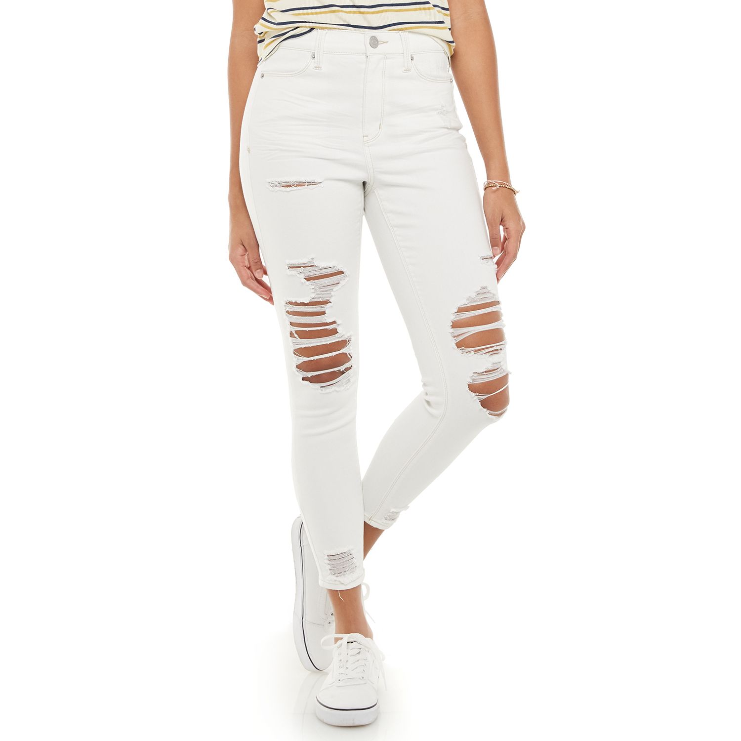 white distressed jeans