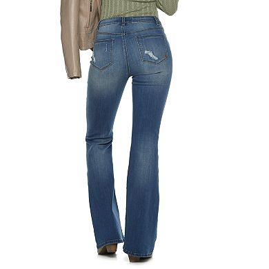 Juniors' Indigo Rein High Rise Flare Jeans