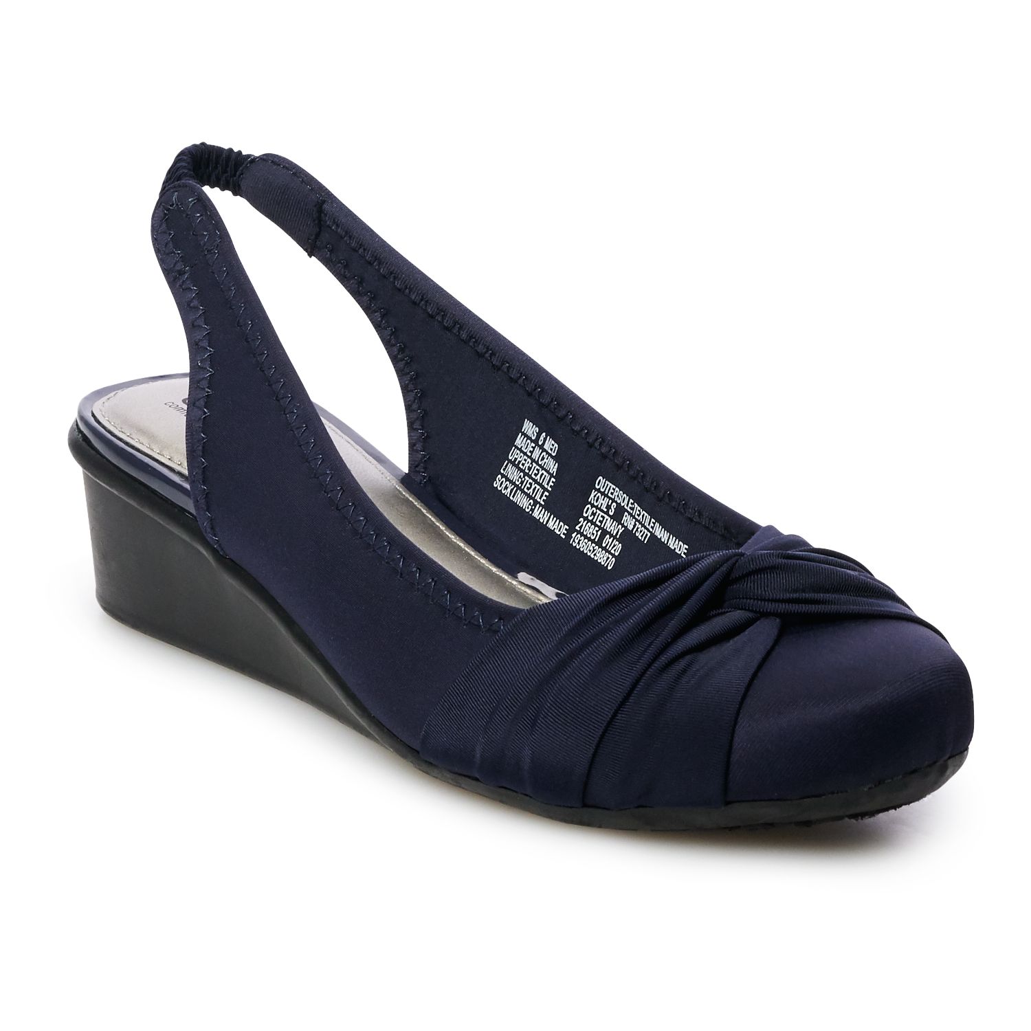 navy slingback wedges