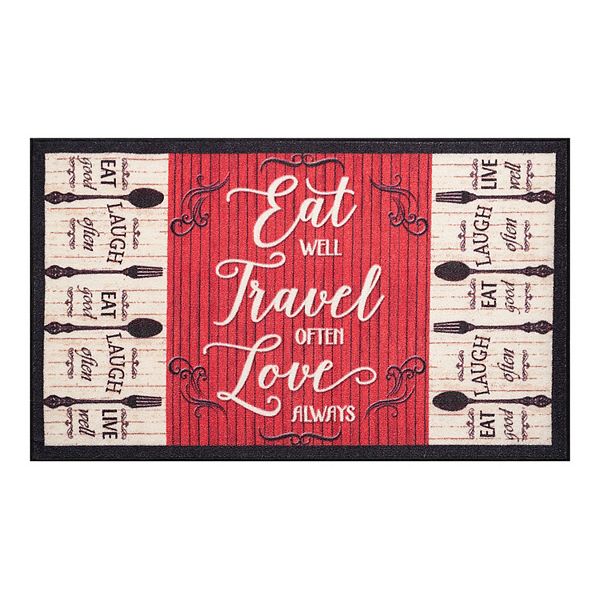 Khl Rugs Eat Travel Love Modern Red, Red Rugs For Kitchen