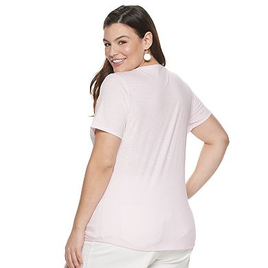 Plus Size EVRI Short Sleeve V-Neck Graphic Tee