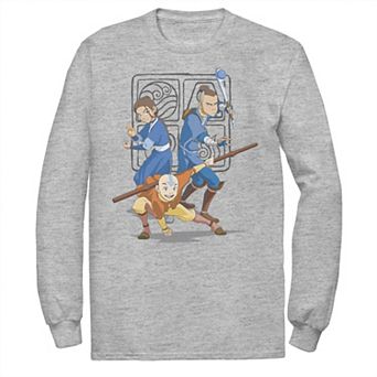 Men's Nickelodeon Avatar The Last Airbender Main Cast Group Shot Symbol Long Sleeve Graphic Tee
