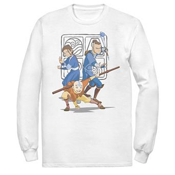 Men's Nickelodeon Avatar The Last Airbender Main Cast Group Shot Symbol Long Sleeve Graphic Tee