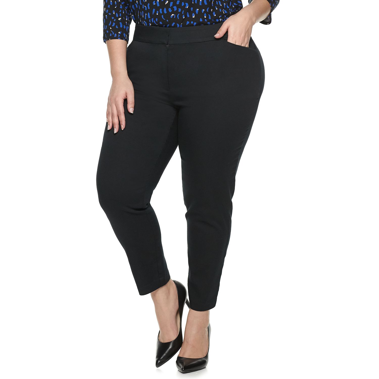 plus size petite black dress pants