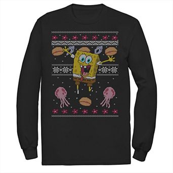 Men's Nickelodeon SpongeBob SquarePants Jellyfish Ugly Christmas Long Sleeve Graphic Tee