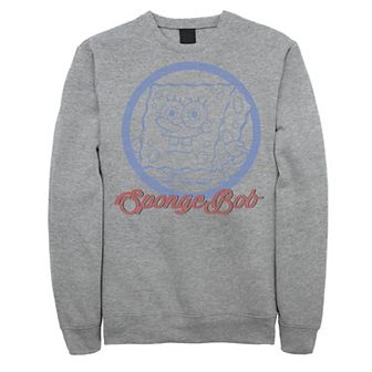 Men's Nickelodeon SpongeBob SquarePants Line Art Cursive Logo Portrait Fleece
