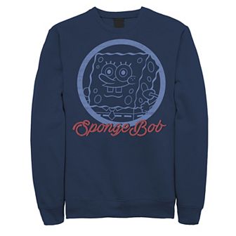 Men's Nickelodeon SpongeBob SquarePants Line Art Cursive Logo Portrait Fleece
