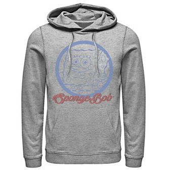 Men's Nickelodeon SpongeBob SquarePants Line Art Cursive Logo Portrait Graphic Hoodie