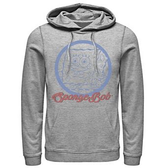 Men's Nickelodeon SpongeBob SquarePants Line Art Cursive Logo Portrait Graphic Hoodie