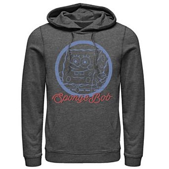 Men's Nickelodeon SpongeBob SquarePants Line Art Cursive Logo Portrait Graphic Hoodie
