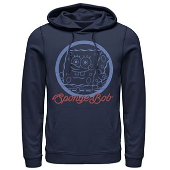 Men's Nickelodeon SpongeBob SquarePants Line Art Cursive Logo Portrait Graphic Hoodie