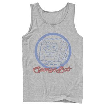 Men's Nickelodeon SpongeBob SquarePants Line Art Cursive Logo Portrait Graphic Tank Top