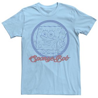 Men's Nickelodeon SpongeBob SquarePants Line Art Cursive Logo Portrait Graphic Tee
