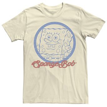 Men's Nickelodeon SpongeBob SquarePants Line Art Cursive Logo Portrait Graphic Tee