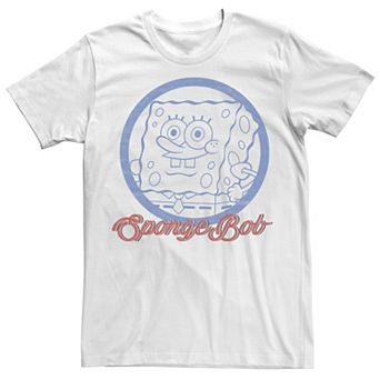 Men's Nickelodeon SpongeBob SquarePants Line Art Cursive Logo Portrait Graphic Tee
