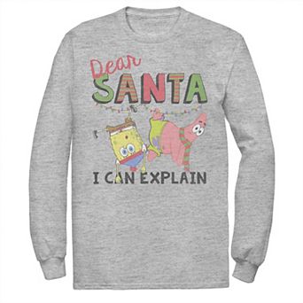 Men's Nickelodeon SpongeBob SquarePants Santa I Can Explain Long Sleeve Graphic Tee