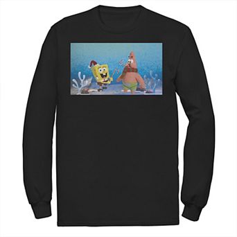 Men's Nickelodeon Spongebob Squarepants Patrick Star Christmas Buddies Long Sleeve Graphic Tee