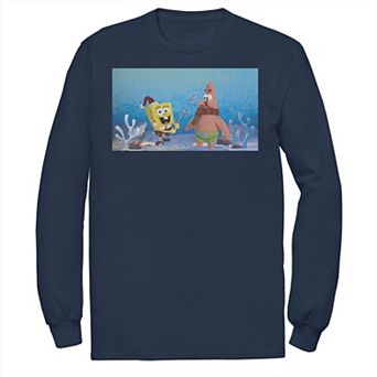 Men's Nickelodeon Spongebob Squarepants Patrick Star Christmas Buddies Long Sleeve Graphic Tee