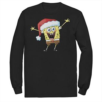 Men's Spongebob Squarepants One Happy Sponge Holiday Long Sleeve Tee