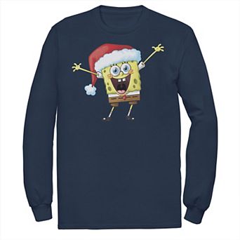 Men's Spongebob Squarepants One Happy Sponge Holiday Long Sleeve Tee