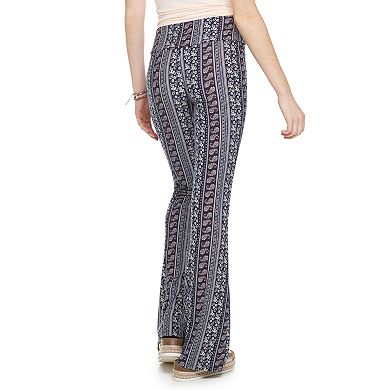 Juniors' Pink Republic Peached Flare Knit Pants.